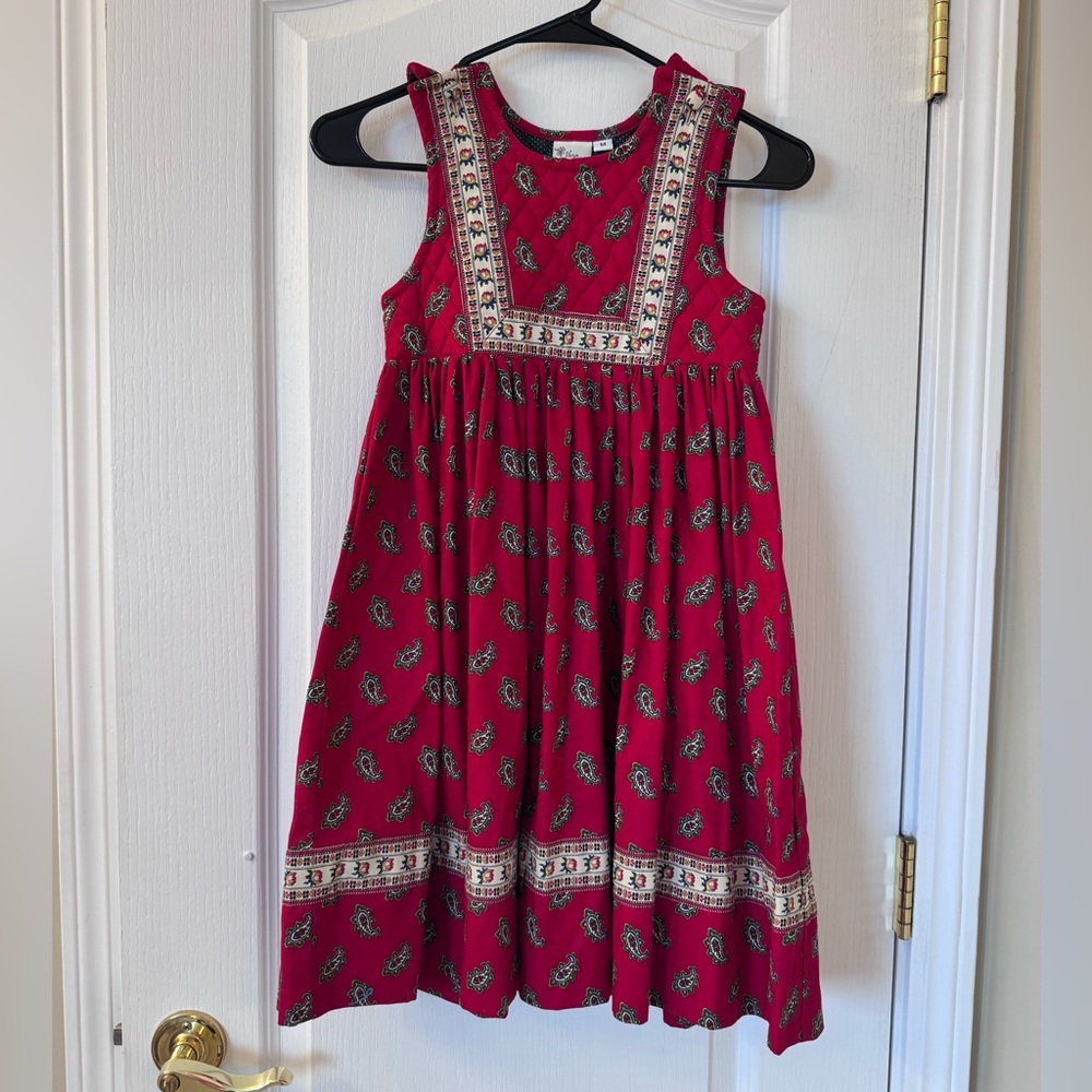 Girl’s Vera Bradley Red Quilted Dress Paisley Pattern Vintage Size Medium